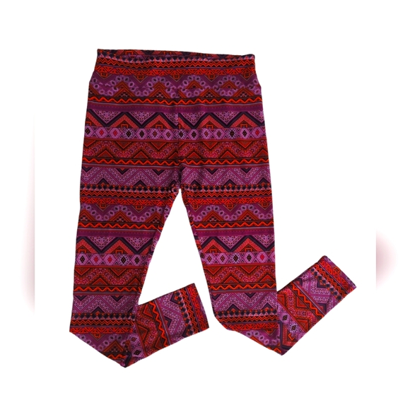 LuLaRoe Chevron Tall & Curvy Leggings Purple Orange Pattern - Picture 2 of 9